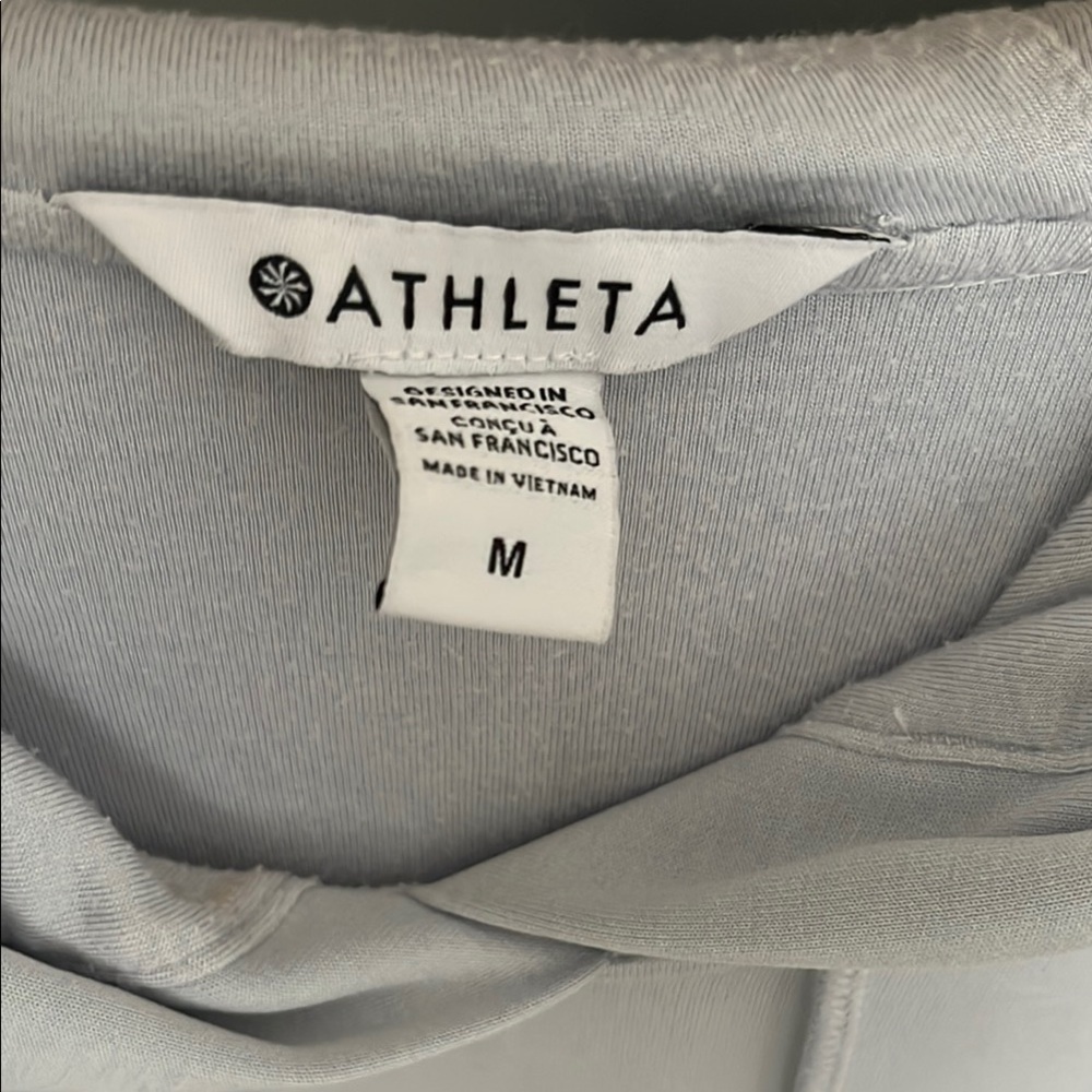 Athleta Gathered Botttom Gray lightweight hoodie with blue undertones  sz med - Picture 5 of 6